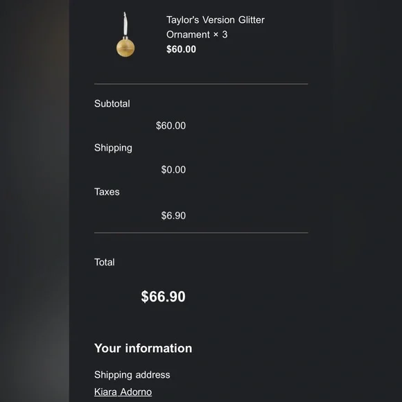 TAYLOR'S VERSION GLITTER
ORNAMENT - Picture 2 of 4